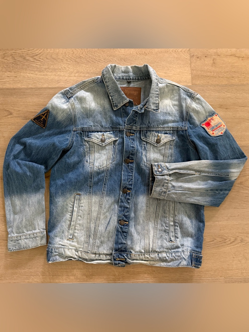 Wolfgang’s by Dragonfly Pink Floyd Denim Jacket Large Custom Distressed